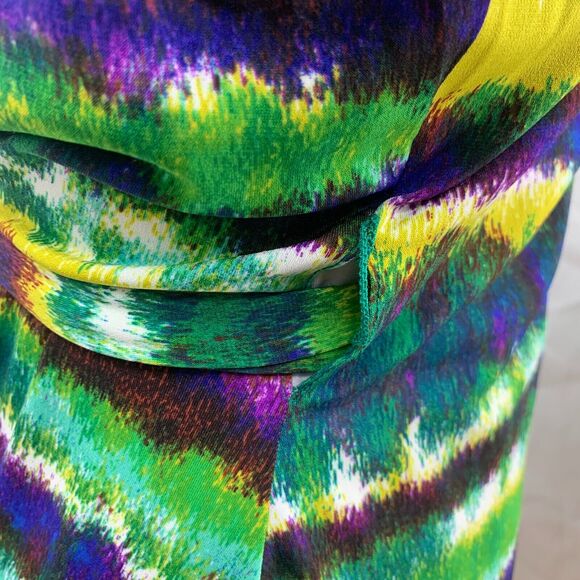 Calvin Klein Tie Dye Wrap Womens 4 Cap Sleeve Plunge V Neck Collar Waist Tie - Picture 6 of 15